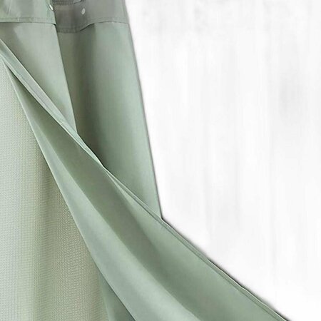 HOMEROOTS 72 x 70 x 1 in. Sage Green Modern Grid Shower Curtain & Liner Set 399758